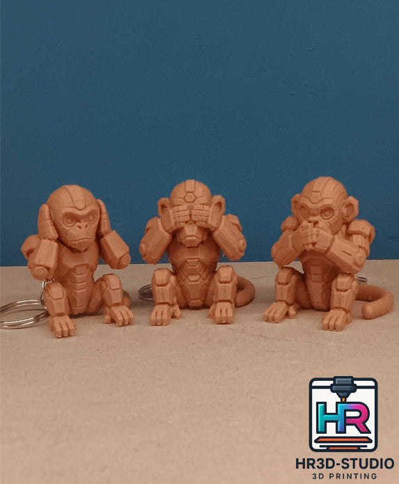 Porte-Clé Trio de Singes – Ne rien voir, ne rien dire, ne rien entendre