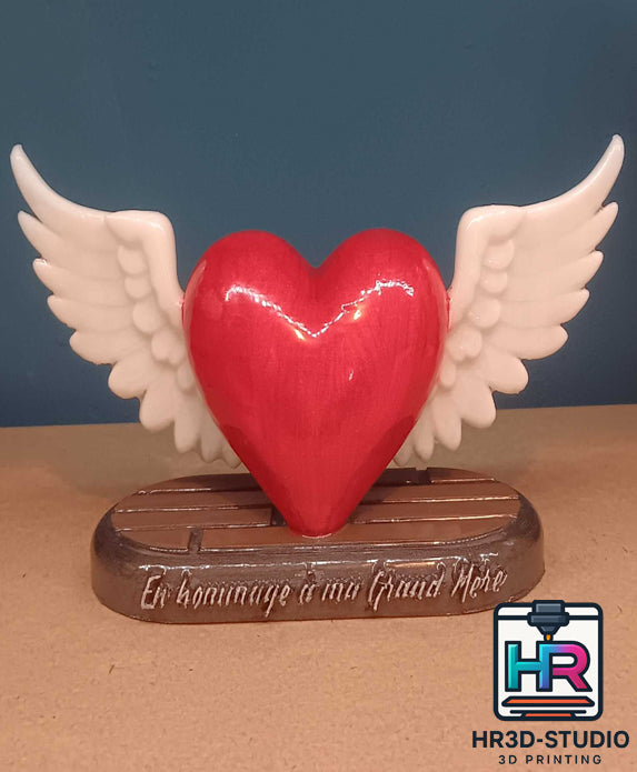 Cœur Ailé Personnalisable – Impression 3D Peint à la Main